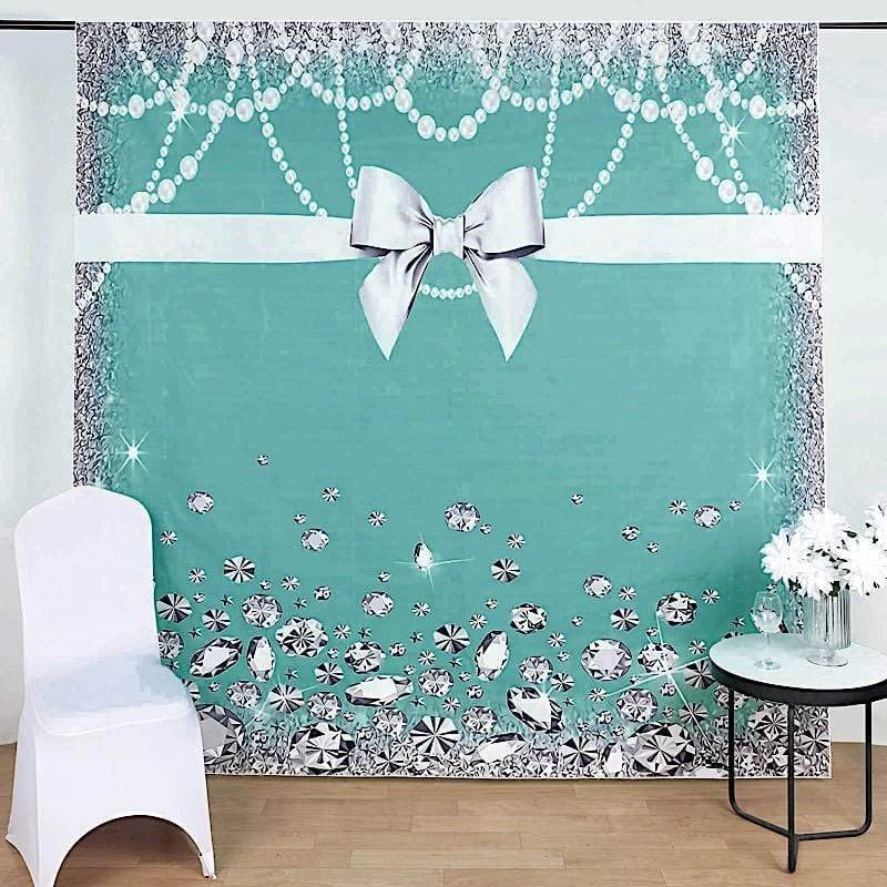 8 Ft Vinyl Photography Background Ribbon And Diamonds Printed Party Backdrop - Image 4