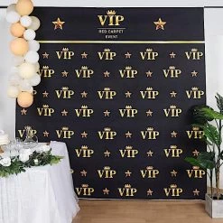 8 Ft Vinyl Photography Background VIP Crown With Stars Printed Party Backdrop