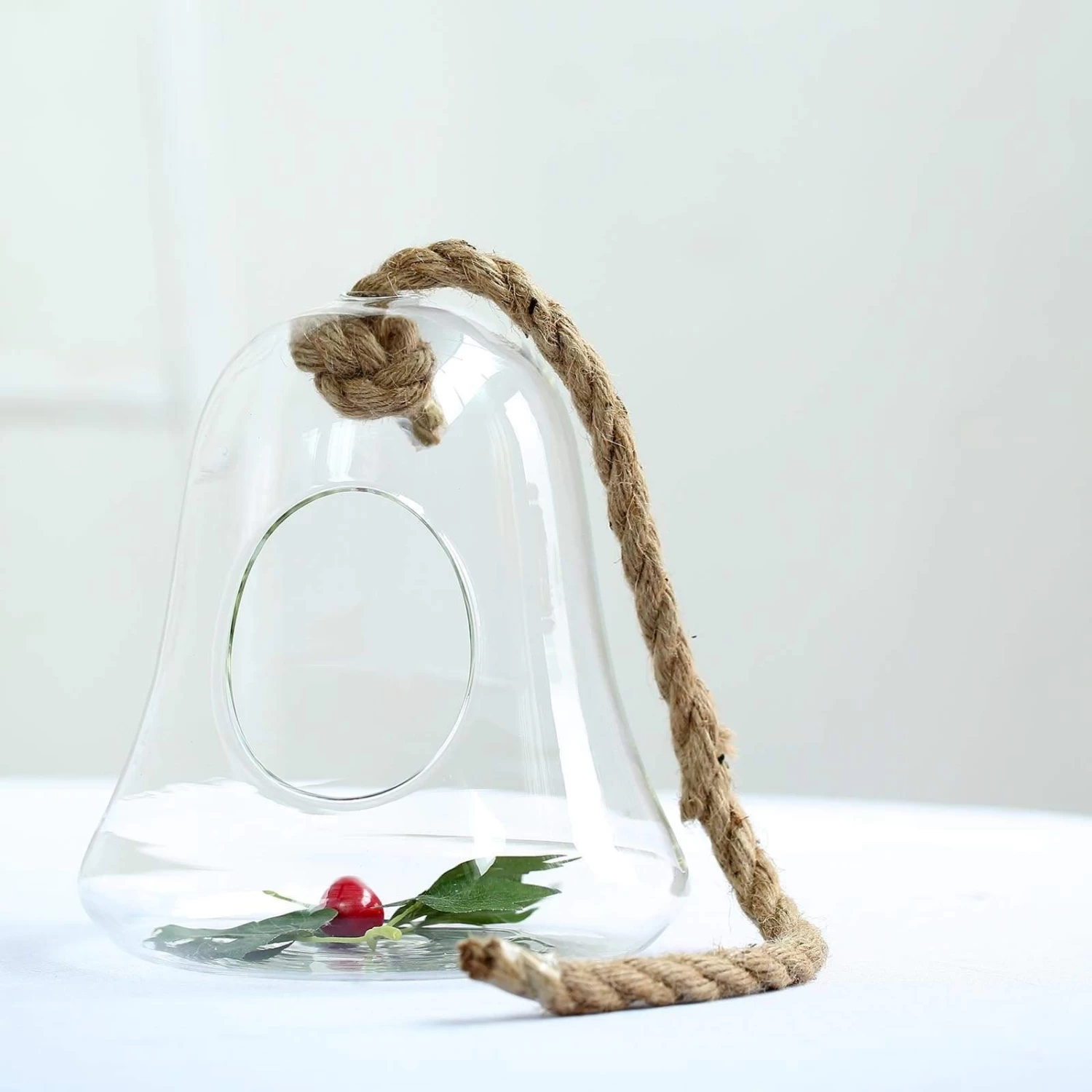 9 In Tall Clear Bell Glass Hanging Terrarium - Image 5
