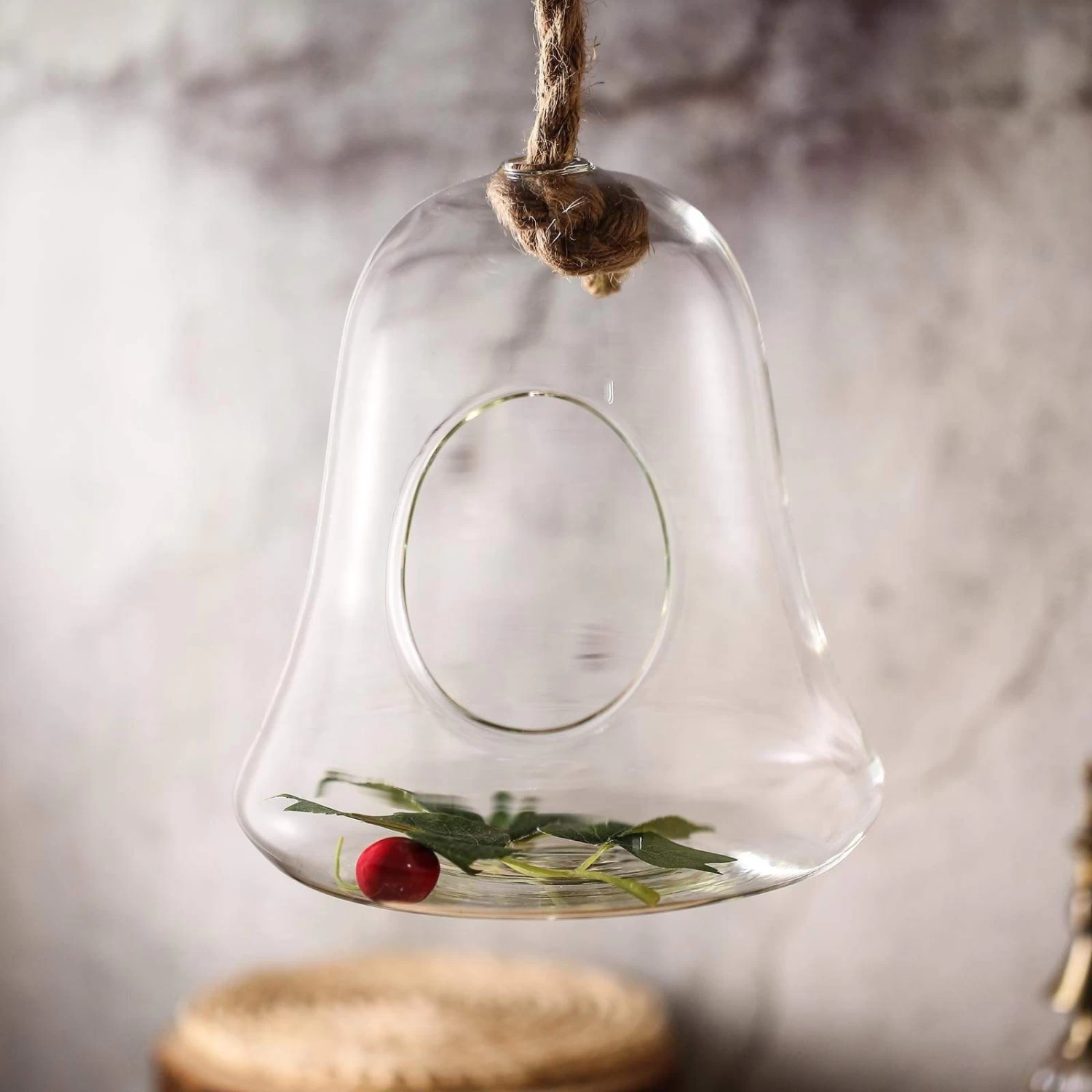 9 In Tall Clear Bell Glass Hanging Terrarium - Image 2
