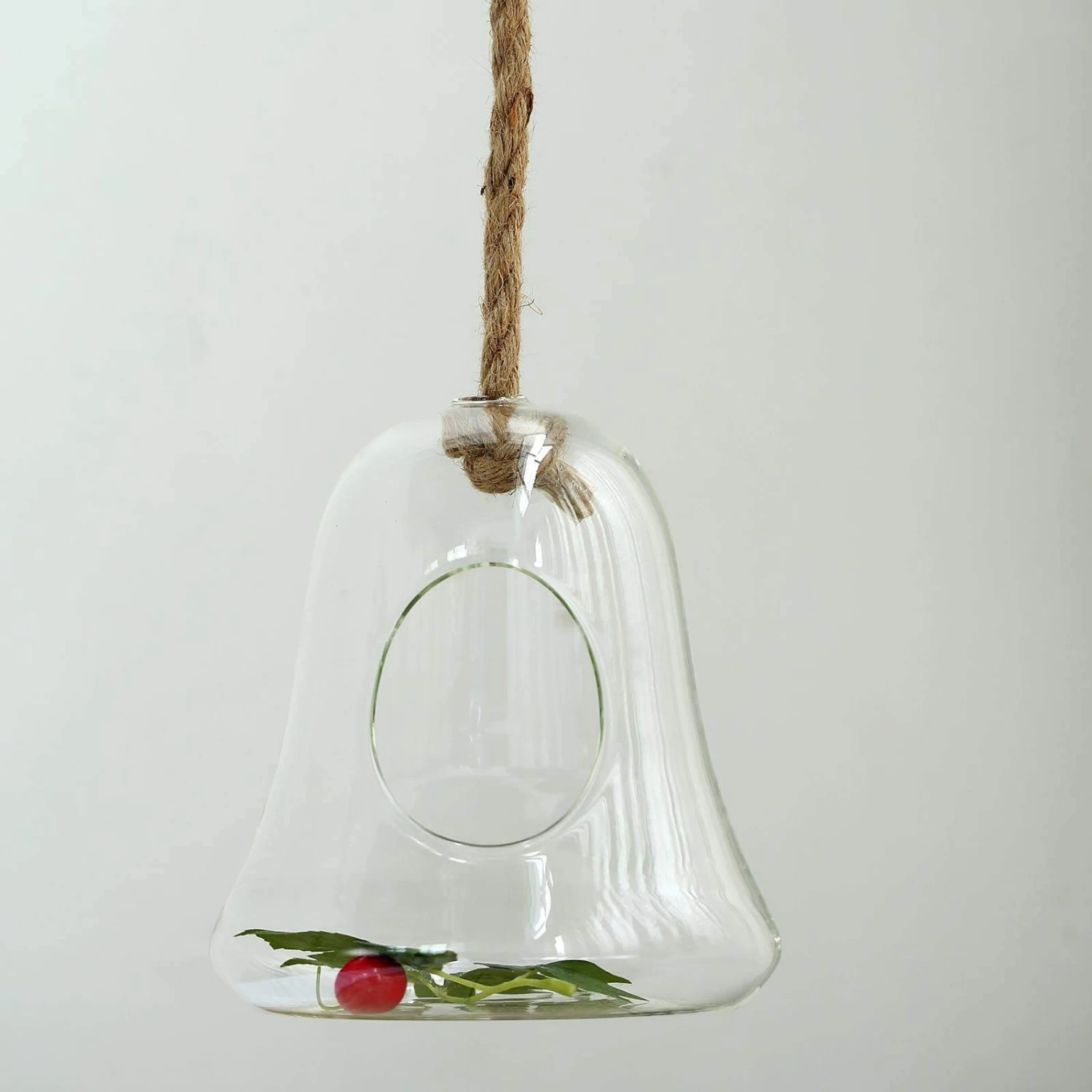 9 In Tall Clear Bell Glass Hanging Terrarium - Image 3