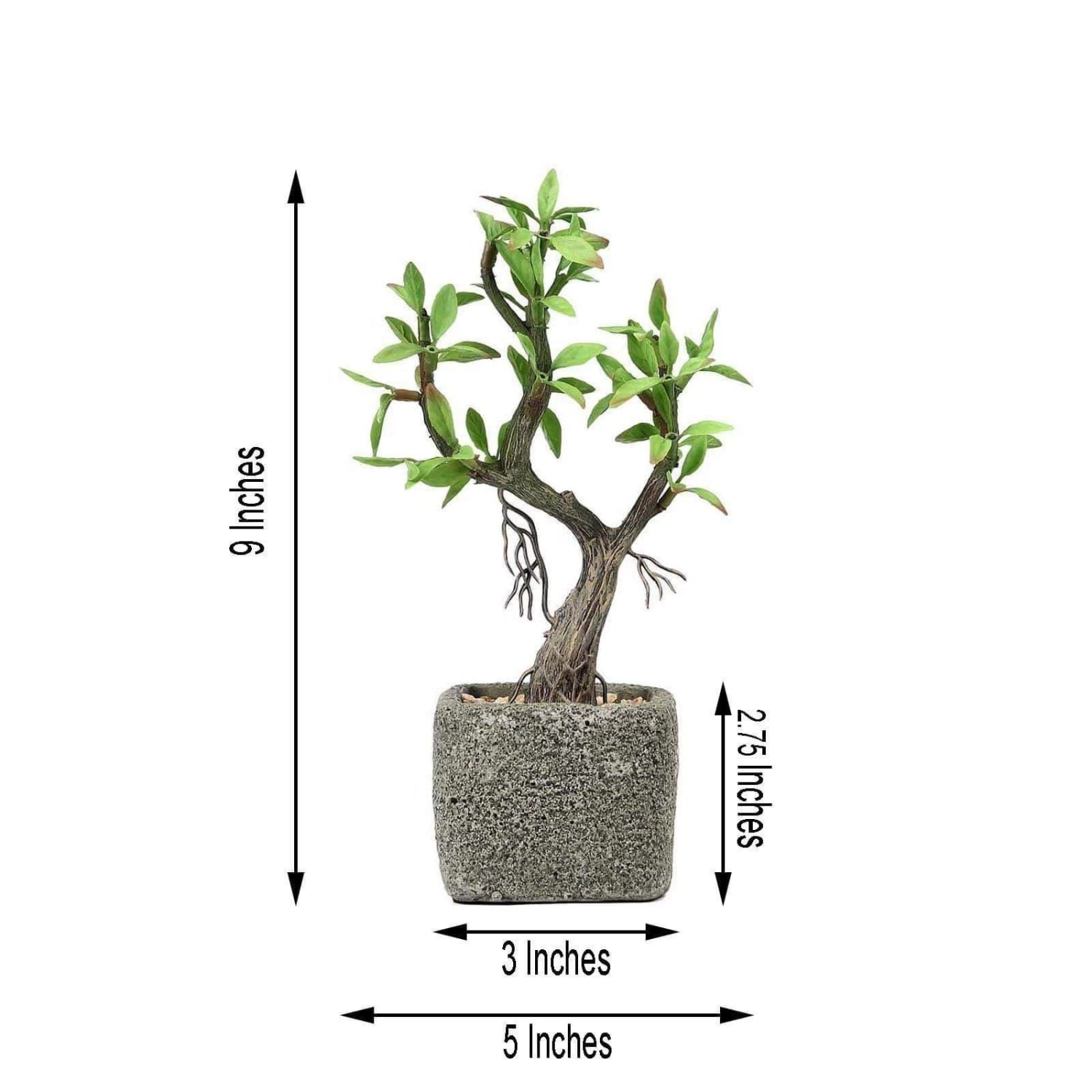 9 In Tall Concrete Planter Pot With Green Artificial Mini Willow Tree - Image 6
