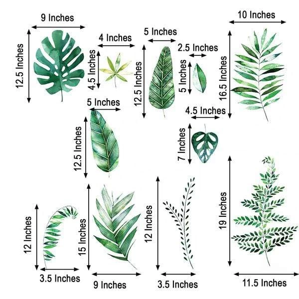 Green Assorted Tropical Leaves Removable PVC Wall Stickers - Image 5