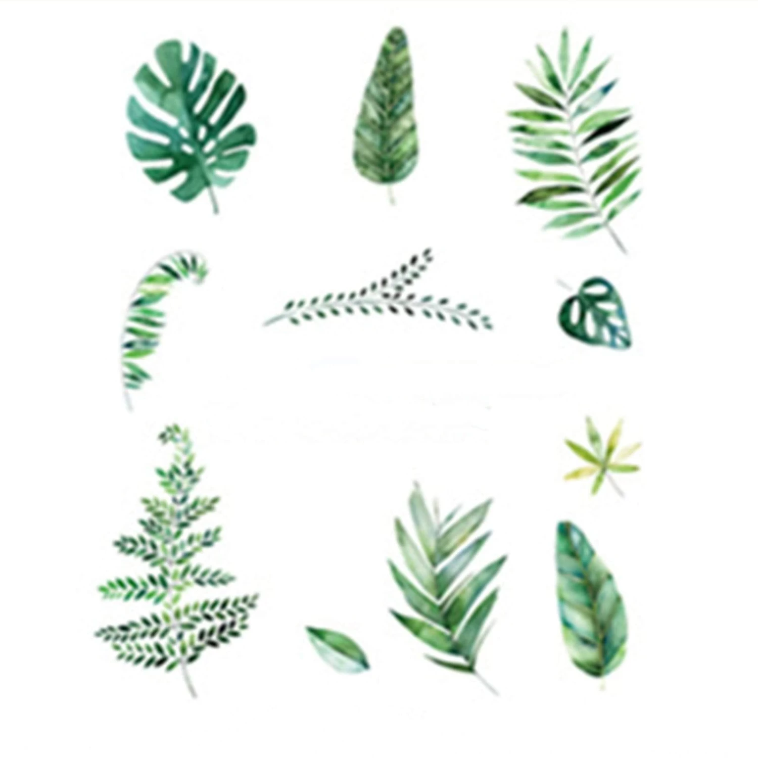Green Assorted Tropical Leaves Removable PVC Wall Stickers - Image 4