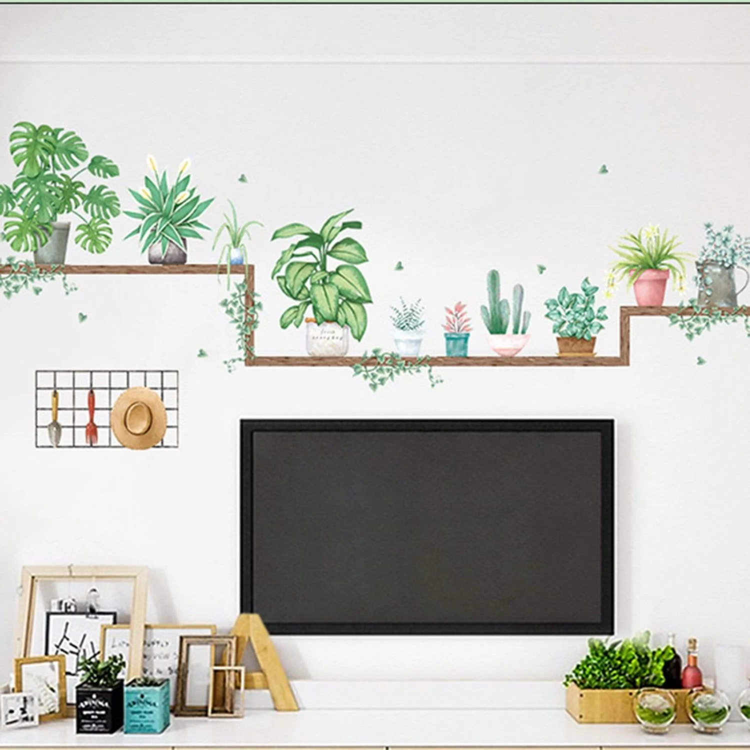 Green Potted Plants On Shelves Removable PVC Wall Stickers - Image 4