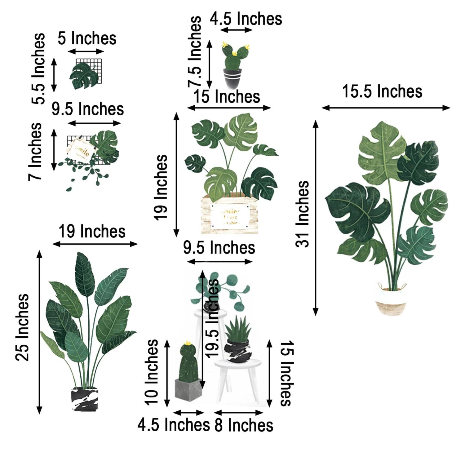 Green Potted Plants Removable PVC Wall Stickers - Image 2