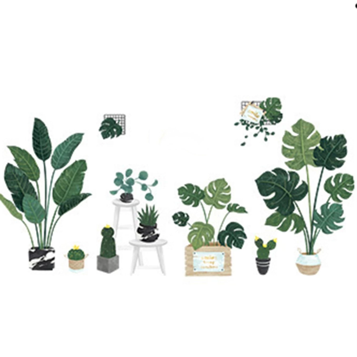 Green Potted Plants Removable PVC Wall Stickers - Image 3