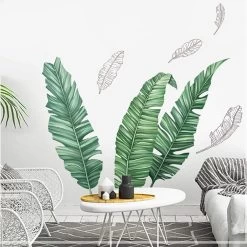 Green Tropical Banana Leaves Removable PVC Wall Stickers