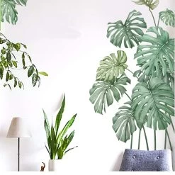 Green Tropical Palm Leaves Removable PVC Wall Stickers