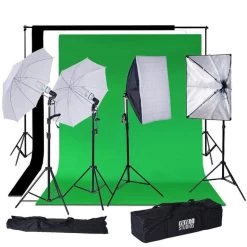 Photography Video Studio Umbrella Continuous Lighting Kit With Backdrops And Softbox