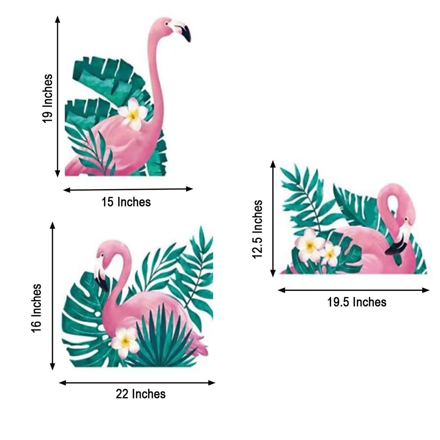 Pink And Green Flamingo With Tropical Leaves Removable PVC Wall Stickers - Image 2