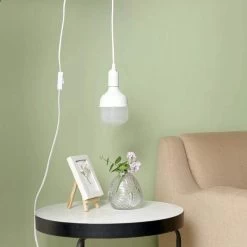 White 15 Feet Extension Hanging Pendant Light Cord With Switch