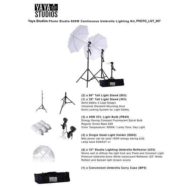 White Photography Video Studio Umbrella Continuous Lighting Kit - Image 9