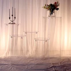 5 Clear Cylinder Acrylic Stands Display Boxes Pedestal Riser Columns