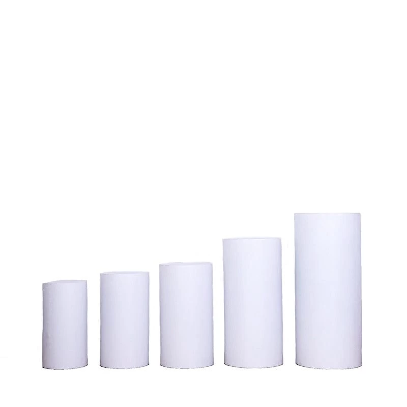 5 White Cylinder Metal Display Stands Pedestal Riser Columns - Image 4