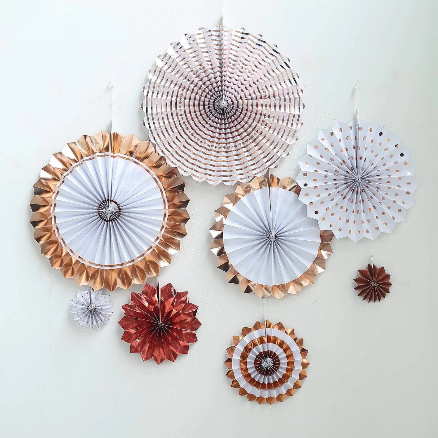 8 Pcs Paper Fans Wall Hanging Decorations - Image 13