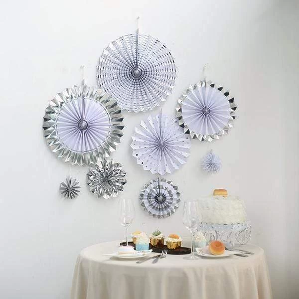8 Pcs Paper Fans Wall Hanging Decorations - Image 6