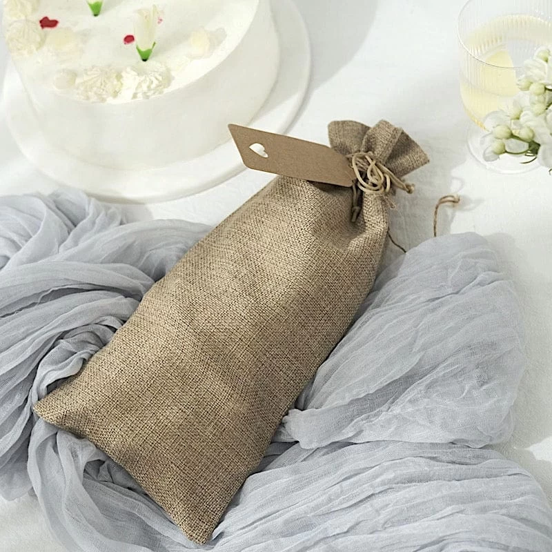 10 Pcs 6"x14" Natural Faux Burlap Polyester Favor Gift Bags
