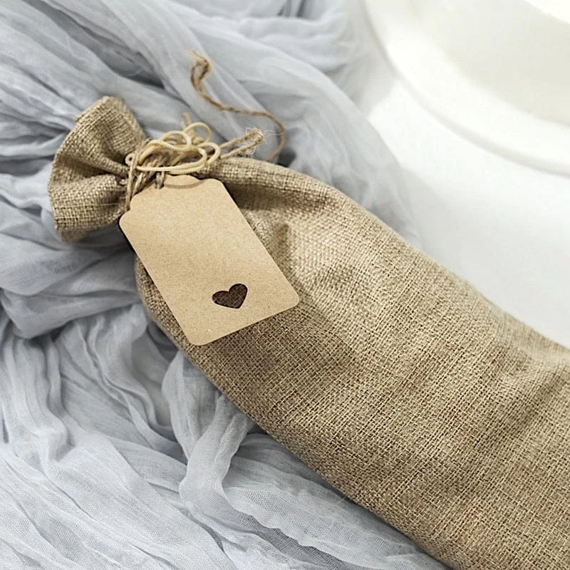 10 Pcs 6"x14" Natural Faux Burlap Polyester Favor Gift Bags - Image 8