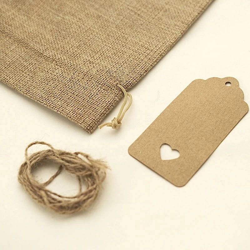 10 Pcs 6"x14" Natural Faux Burlap Polyester Favor Gift Bags - Image 9