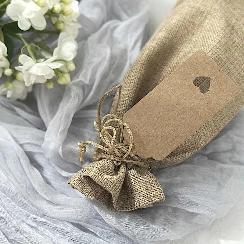 10 Pcs 6"x14" Natural Faux Burlap Polyester Favor Gift Bags - Image 7