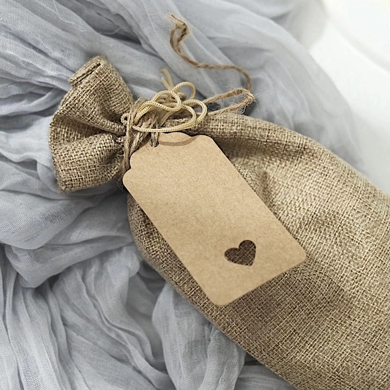 10 Pcs 6"x14" Natural Faux Burlap Polyester Favor Gift Bags - Image 6