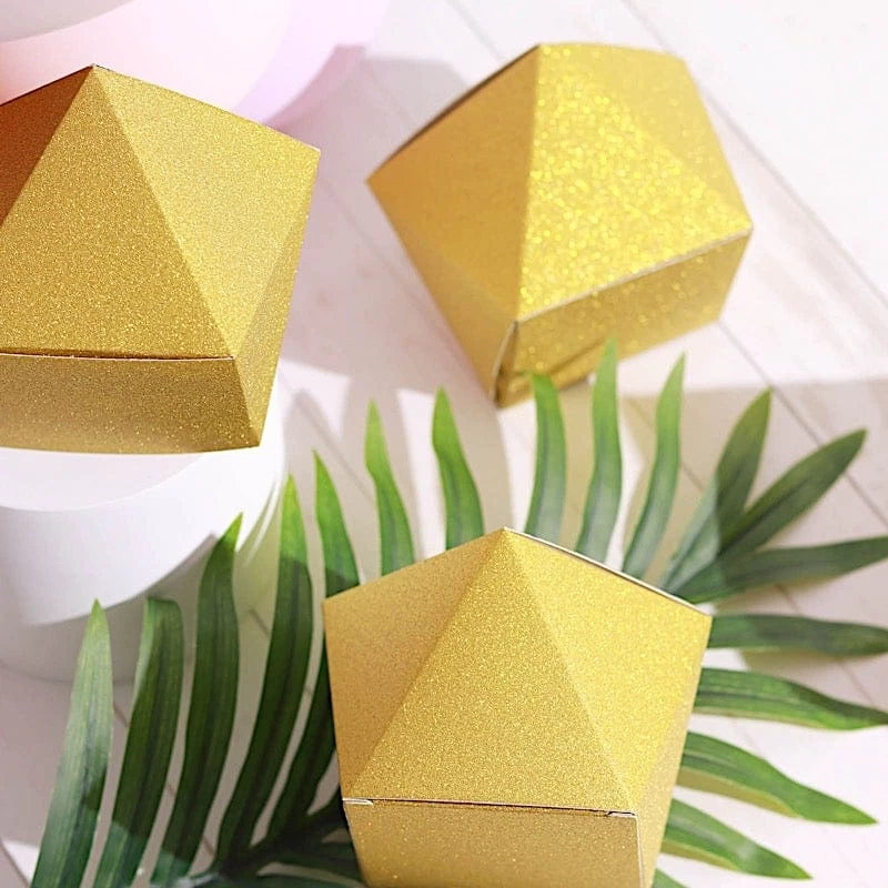 25 Pcs 4 In Glittered Geometric Party Favor Gift Boxes - Image 2