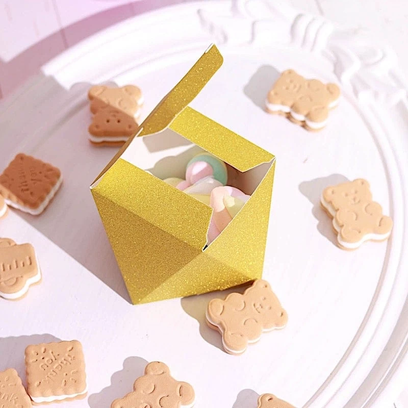 25 Pcs 4 In Glittered Geometric Party Favor Gift Boxes - Image 3