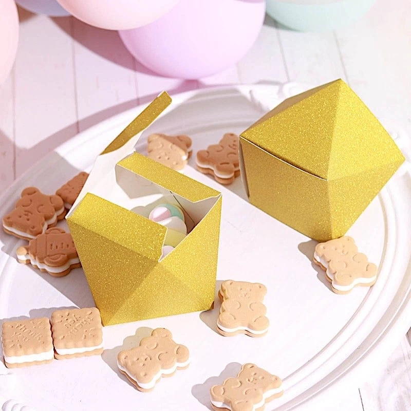 25 Pcs 4 In Glittered Geometric Party Favor Gift Boxes - Image 4