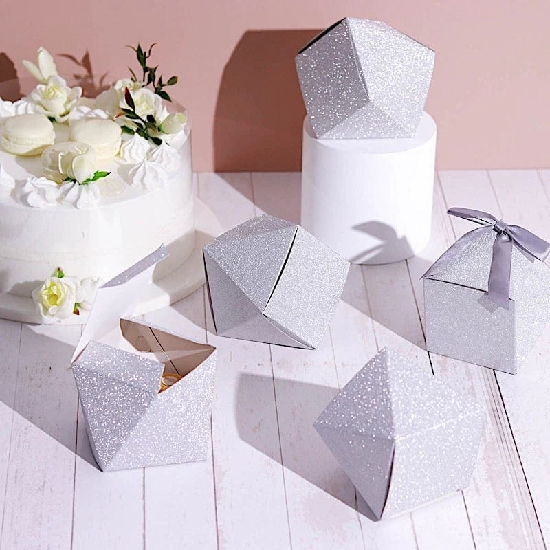 25 Pcs 4 In Glittered Geometric Party Favor Gift Boxes - Image 12