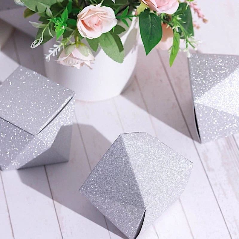 25 Pcs 4 In Glittered Geometric Party Favor Gift Boxes - Image 13