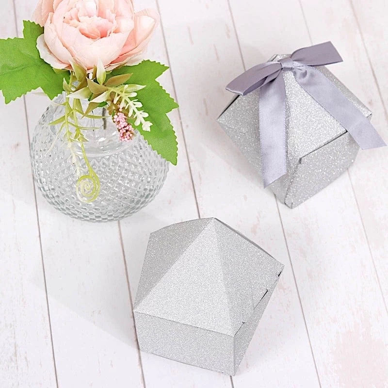 25 Pcs 4 In Glittered Geometric Party Favor Gift Boxes - Image 16