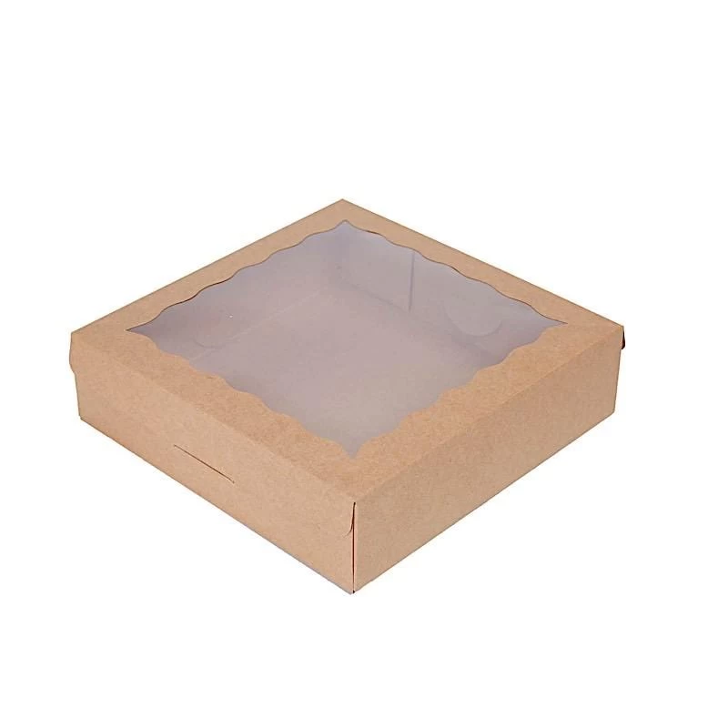 12 Brown 9 In Disposable Bakery Cake Boxes With Window Favor Holders - Image 9