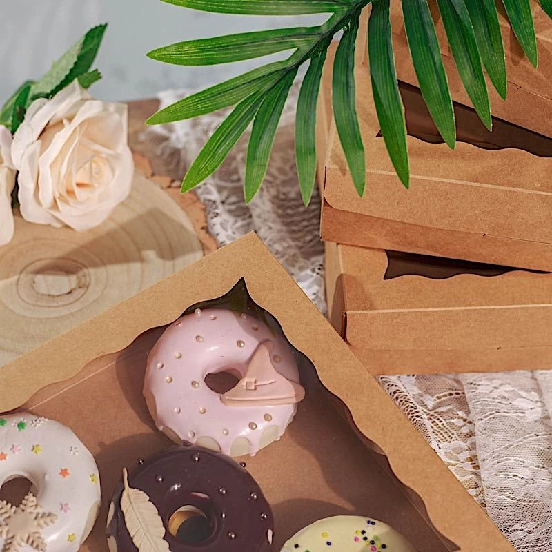 12 Brown 9 In Disposable Bakery Cake Boxes With Window Favor Holders - Image 6