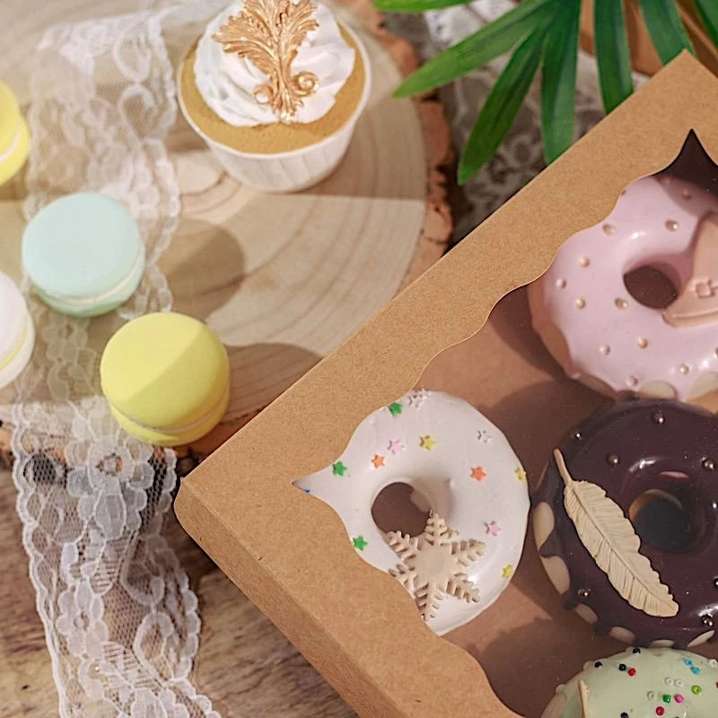 12 Brown 9 In Disposable Bakery Cake Boxes With Window Favor Holders - Image 7