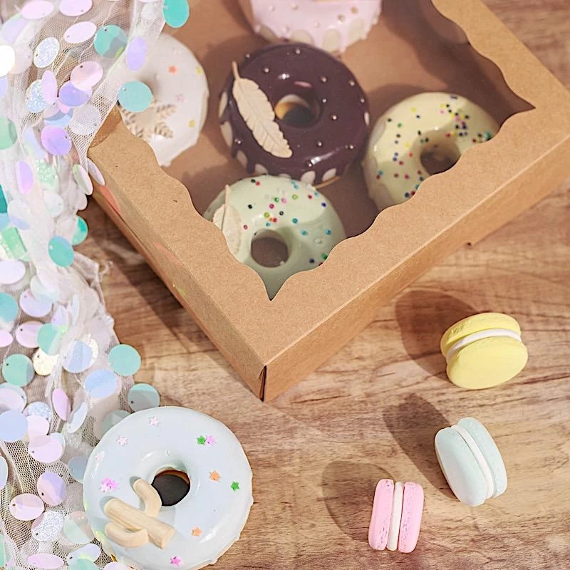 12 Brown 9 In Disposable Bakery Cake Boxes With Window Favor Holders - Image 4