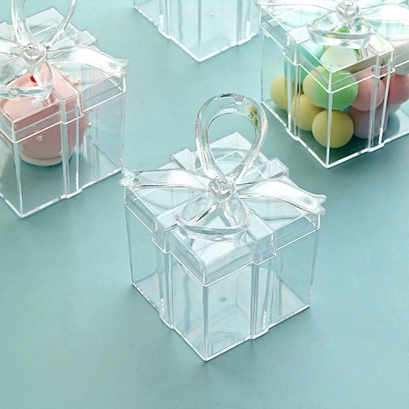 12 Clear 3 In Mini Square With Bow Favor Gift Boxes - Image 4