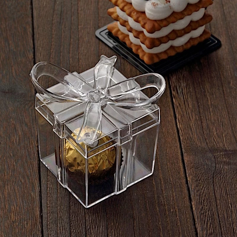 12 Clear 3 In Mini Square With Bow Favor Gift Boxes - Image 9