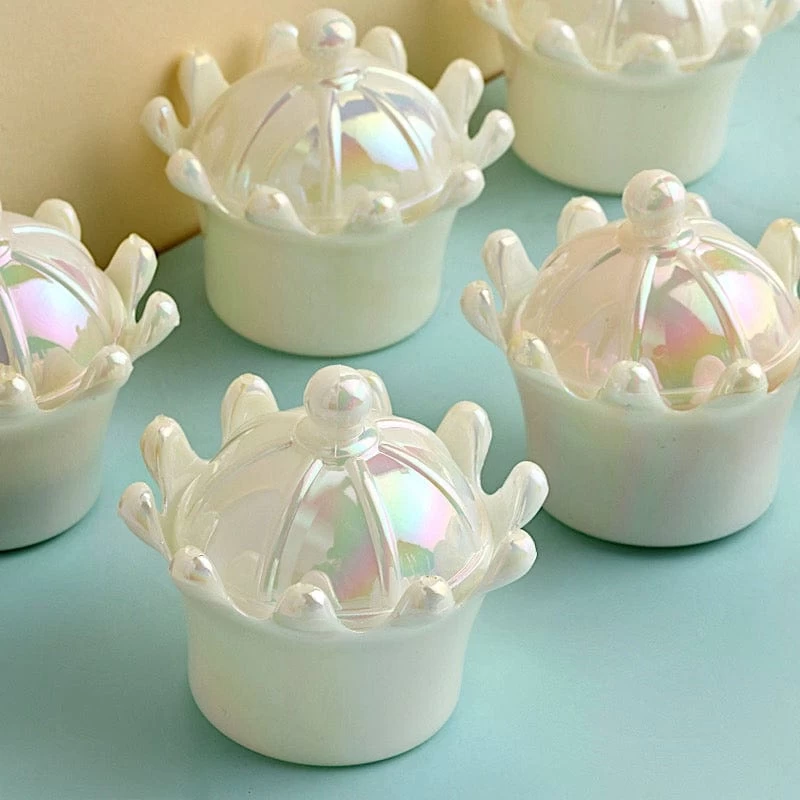12 White 3 In Mini Crowns With Dome Lids Favor Holders - Image 4