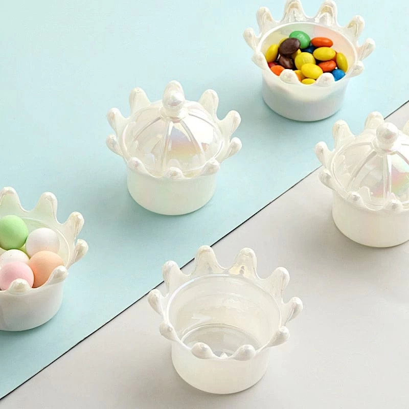 12 White 3 In Mini Crowns With Dome Lids Favor Holders