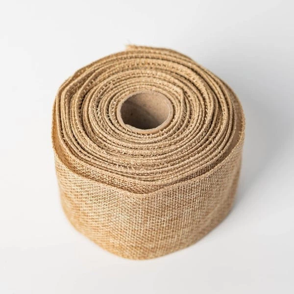 2.5 Inch X 10 Yards Natural Brown Burlap Wired Edge Ribbon - Image 2