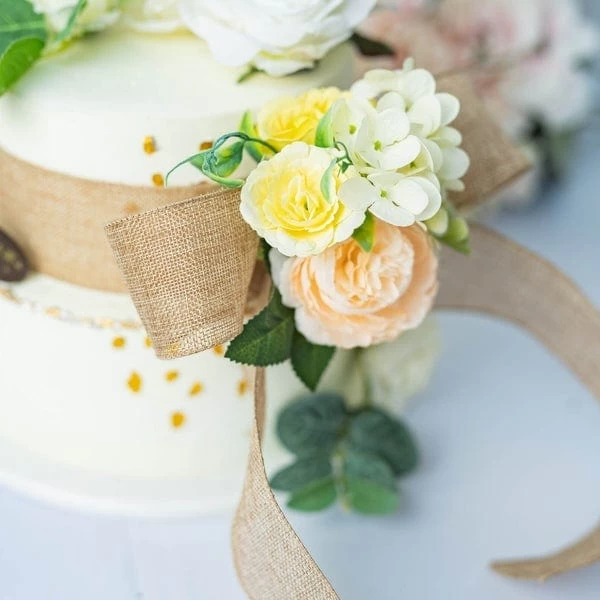 2.5 Inch X 10 Yards Natural Brown Burlap Wired Edge Ribbon - Image 8