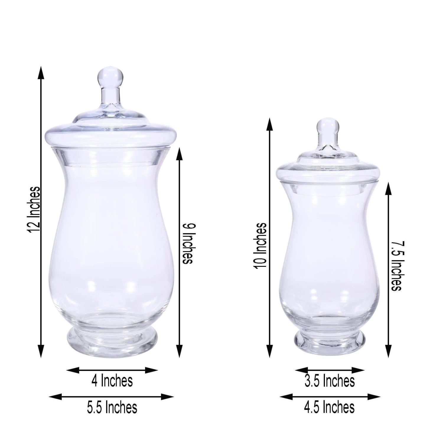 2 Pcs 10" 12" Tall Clear Glass Apothecary Jars With Lids - Image 10