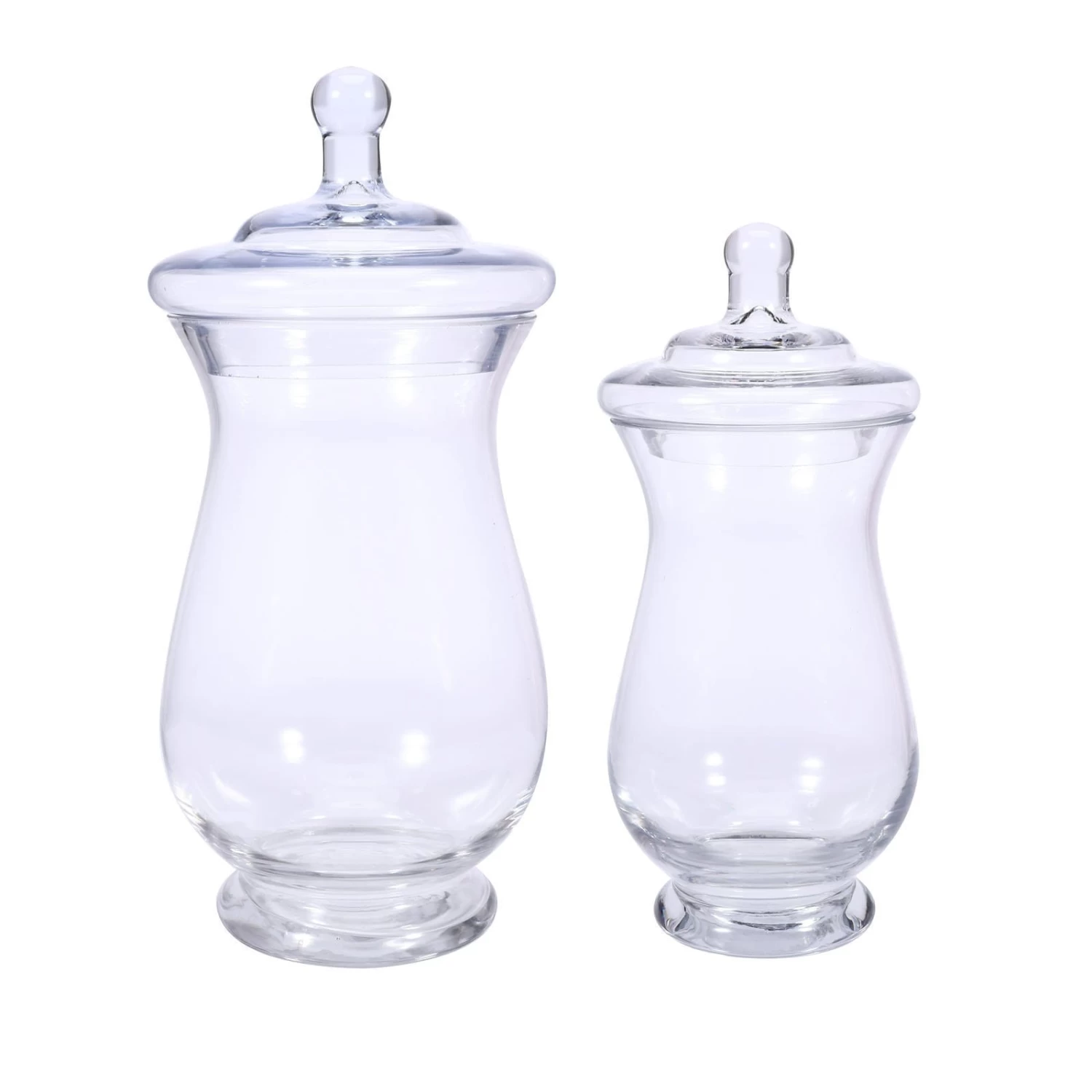 2 Pcs 10" 12" Tall Clear Glass Apothecary Jars With Lids - Image 9