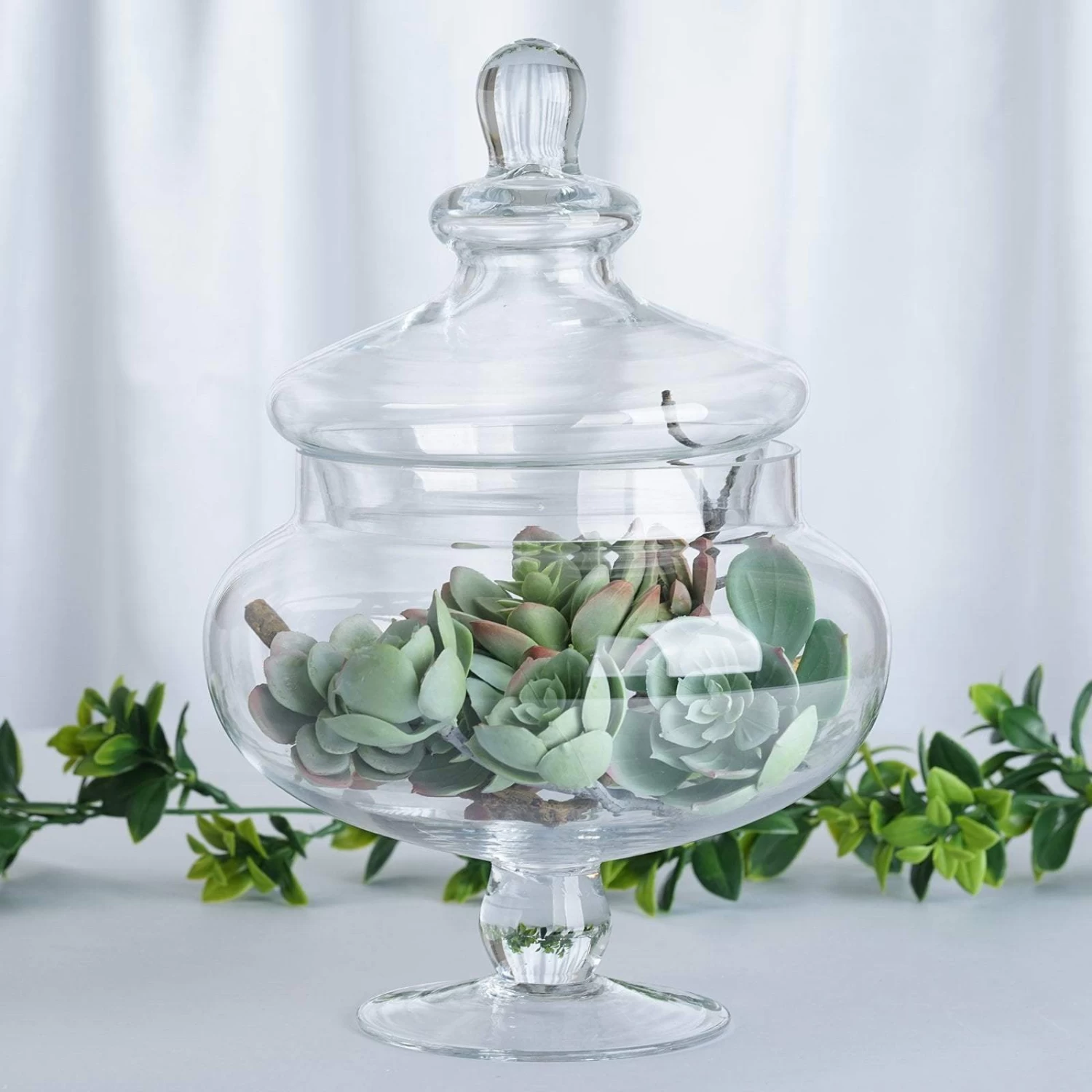 3 Pcs 10" 12" 14" Tall Clear Glass Apothecary Jars With Lids - Image 4