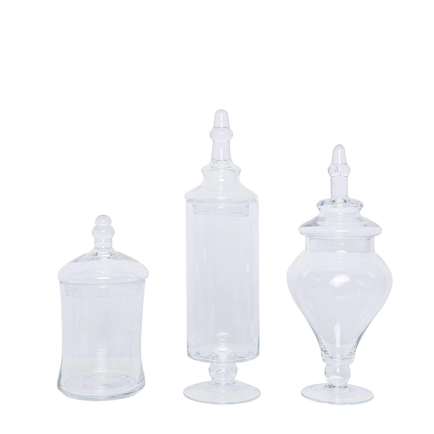 3 Pcs 9" 13" 14" Tall Clear Glass Apothecary Jars With Lids - Image 9