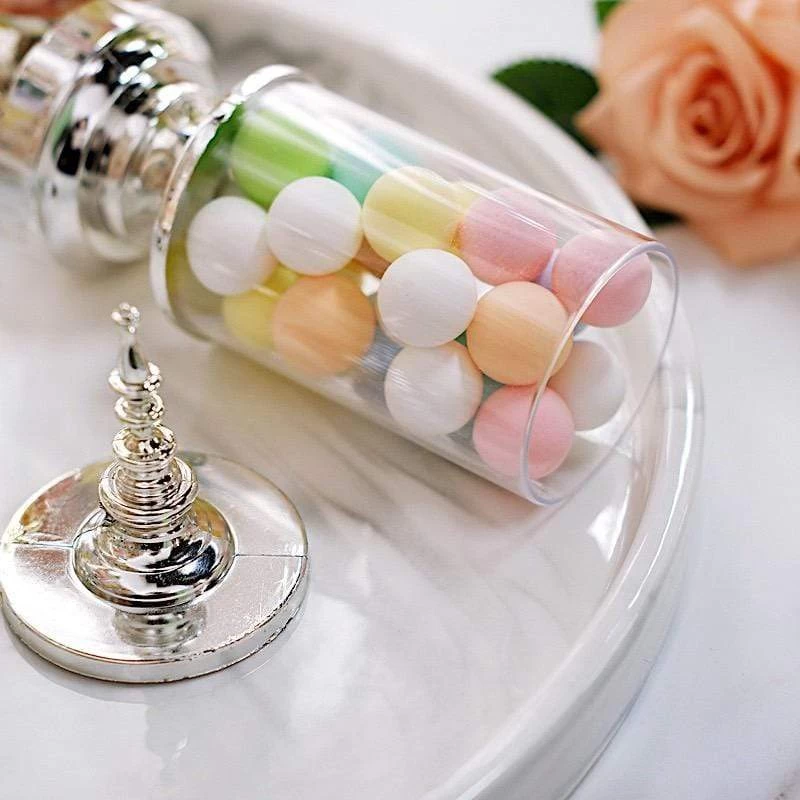 6 Silver And Clear 7" Tall Mini Jars With Lids Favor Holders - Image 6