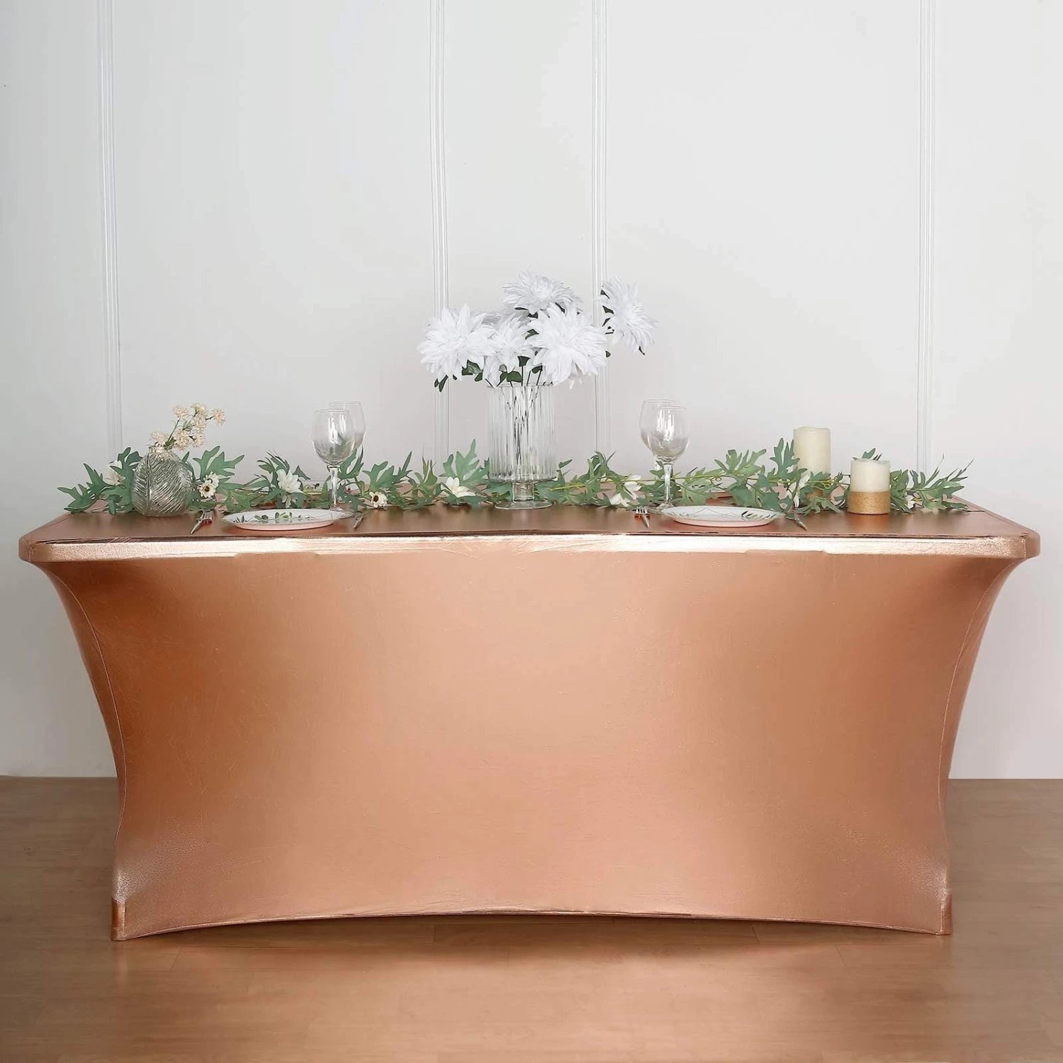 6 Feet Fitted Spandex Rectangular Tablecloth Metallic Table Cover - Image 8