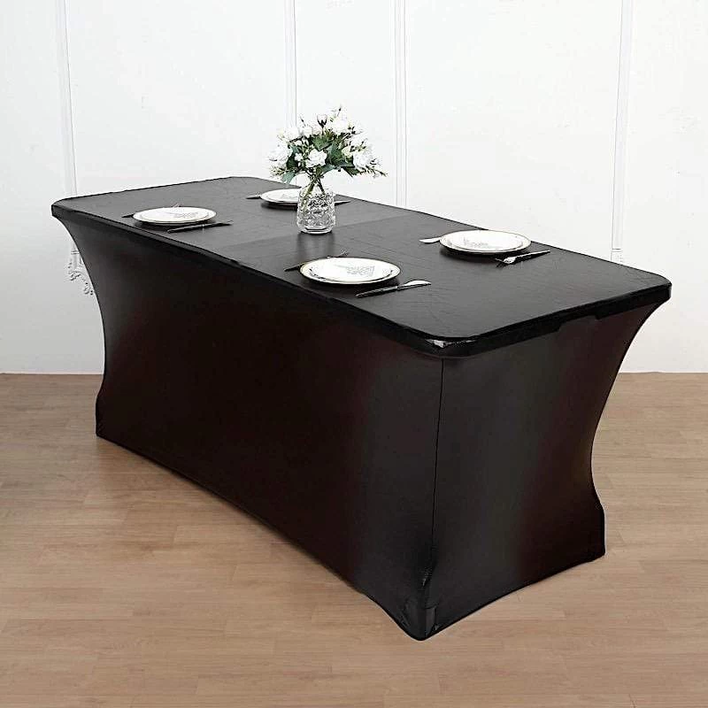 6 Feet Fitted Spandex Rectangular Tablecloth Metallic Table Cover - Image 12