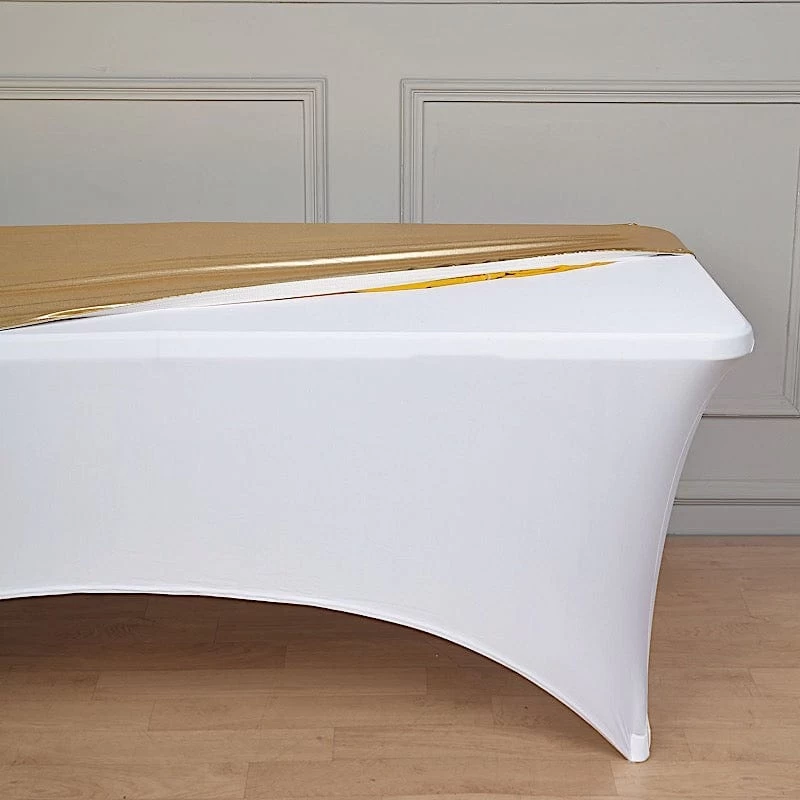6 Feet Metallic Fitted Spandex Rectangular Table Top Cover - Image 5